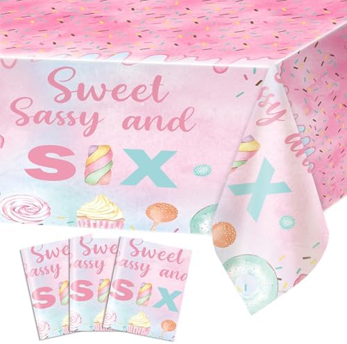 Lofaris Donut 6th Birthday Tablecloth 3-Pack