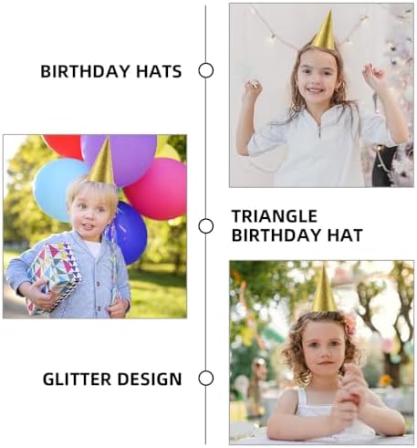 LUOZZY 24pcs Birthday Cone Hats Glitter Golden Party Headwear