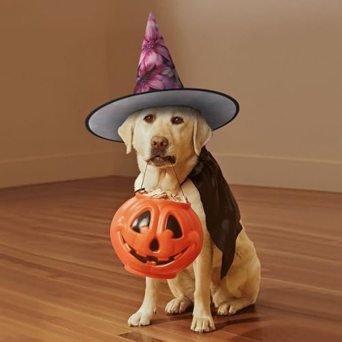 Witch Hat Halloween Purple and Flowers Costume Hat