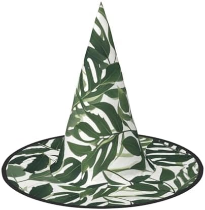 Witch Hats Halloween Cone Wizard Hat Green White Leaf Costume Cosplay