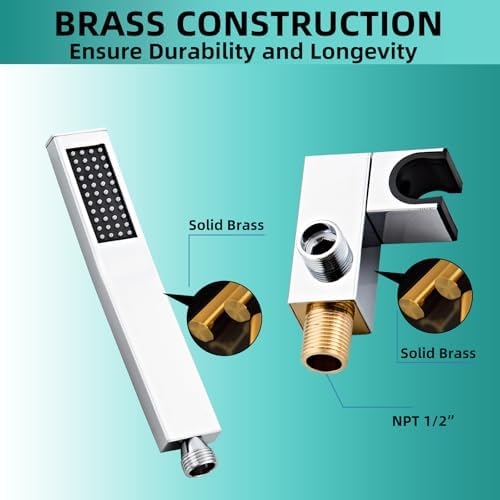 AITANI Square Chrome Handheld Shower Head with Hose and Wall Connector