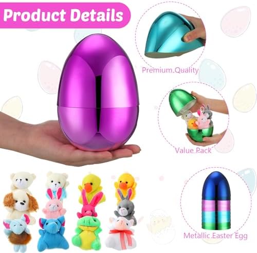 12 Set 6 Inch Jumbo Easter Eggs with Plush Animal Toys
