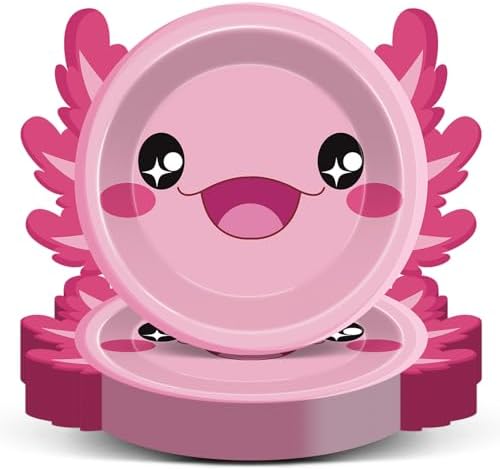 60Pcs Pink Axolotl Shaped Party Plates for Kids Birthday Baby Shower