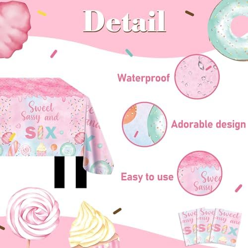 Lofaris Donut 6th Birthday Tablecloth 3-Pack