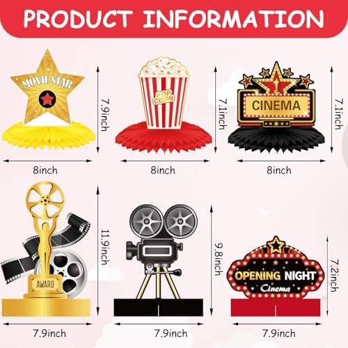Chinco 12 Piece Movie Night Centerpiece Decorations