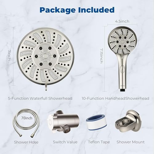 WaterSong Shower Head with Handheld 6-Setting Combo