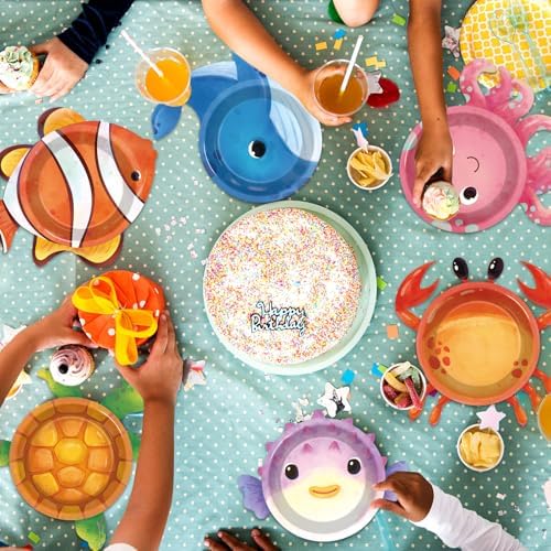 48Pcs Ocean Animal Shaped Paper Plates for Underwater Party