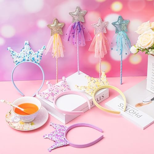 48 Pcs Princess Wands Crown Headbands Party Favor Set