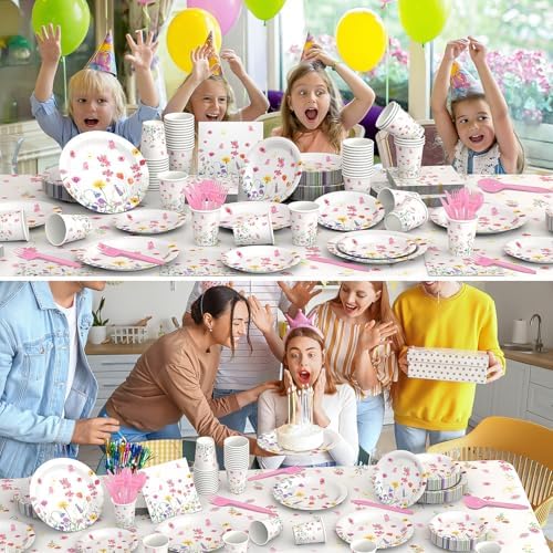 Wildflower Themed Party Supplies Set for 24 Guests