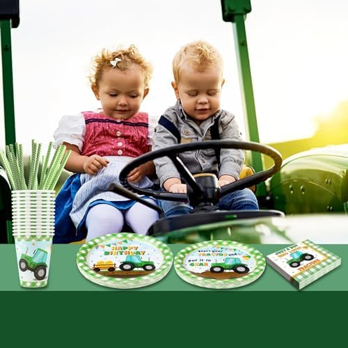 Tractor Themed Party Dinnerware Set for 24 Guests