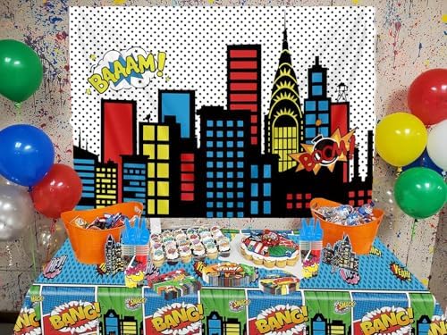 3Pcs Superhero Birthday Tablecloth 71x425 Inches