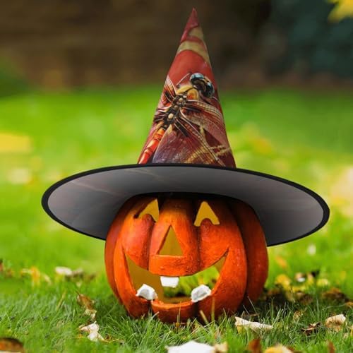 Red Dragonfly Witch Halloween Costume Hat for Adults