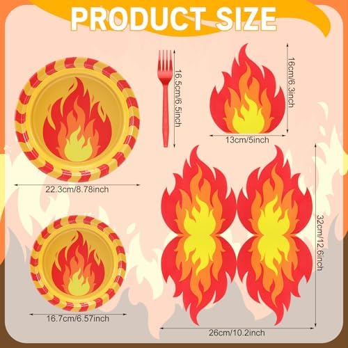 Fire Party Supplies Set 125 Pcs Tableware Decor