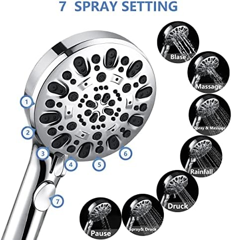 Iopsk 7 Spray Handheld Shower Head with OnOff Switch