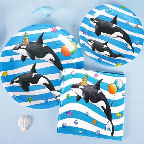 WERNNSAI Orca Party Plates and Napkins Set