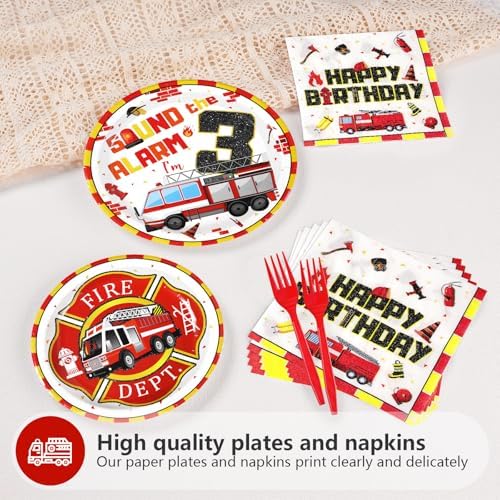 96Pcs Fire Truck 3rd Birthday Party Decorations Set