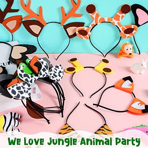 Xinnun 24 Pcs Jungle Animal Headbands for Parties and Photo Booths