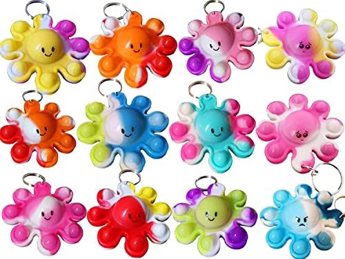 100 Packs Bulk Octopus Fidget Keychain Set for Kids Party Favors