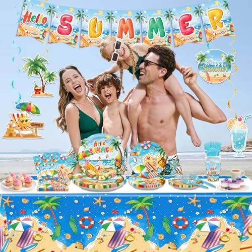 128PCS Beach Party Decorations for 24 Guests