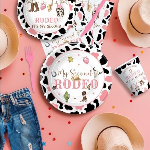 Western Cowgirl 2nd Birthday Tableware Set for 24 Guests