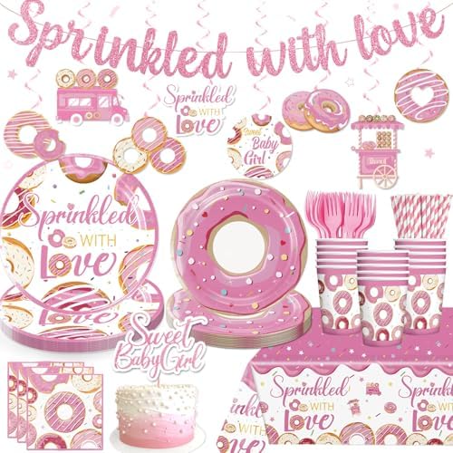 140pcs Pink Baby Sprinkle Decorations for Girl Baby Shower
