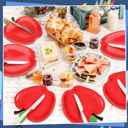 Uiifan 60 Pcs Red Apple Paper Plates Party Supplies