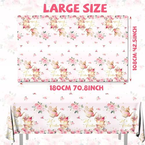 Pink Floral Tea Party Tablecloth Set of 3