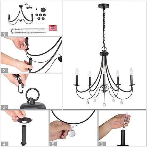 LOG BARN 5-Light Black Farmhouse Chandelier 245 Inches Diameter