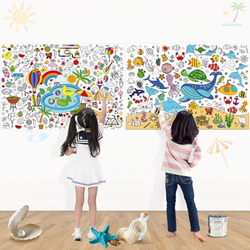 AUGSUN 2 Piece Giant Summer Coloring Poster Set