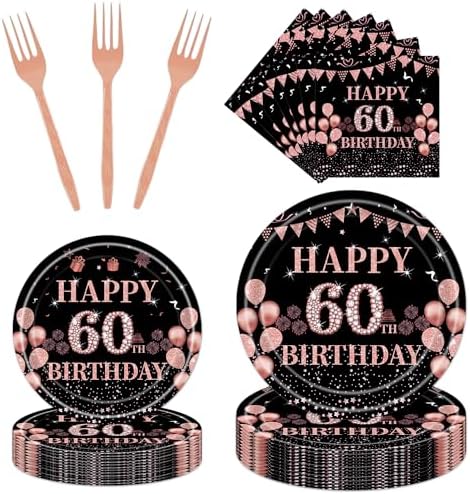Rakuto 60th Birthday Party Plates Set