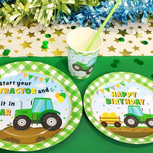 Tractor Themed Party Dinnerware Set for 24 Guests