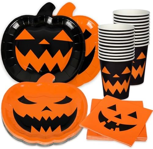 Halloween Party Dinnerware Set 72Pcs Paper Plates Cups Napkins