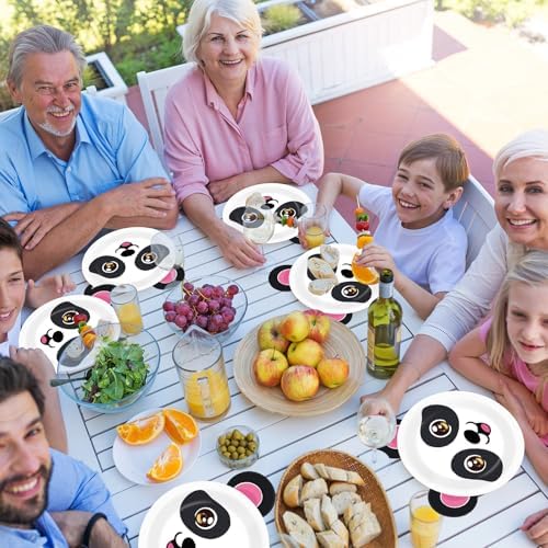 48Pcs Panda Paper Plates Birthday Party Decor