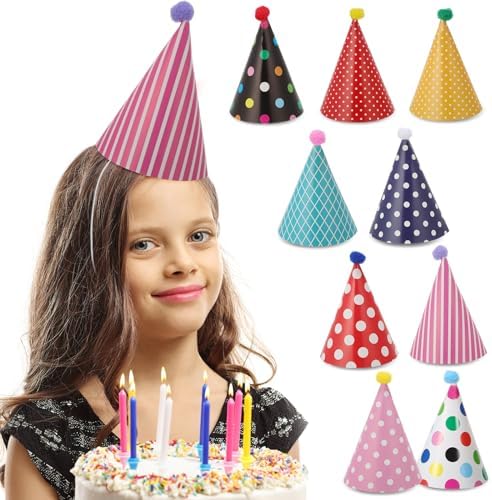 LUOZZY 21 Piece Party Cone Hats Set with Noisemakers