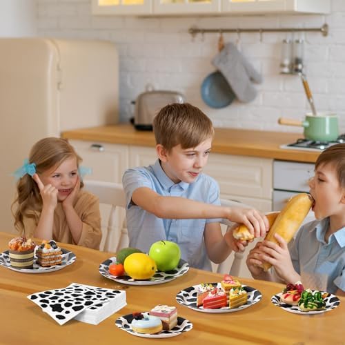 Layhit 160 Pcs Cow Print Birthday Plates Set for 40 Guests