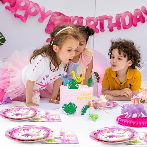 WERNNSAI Dinosaur Party Tableware 64 PCS Plates Napkins Forks