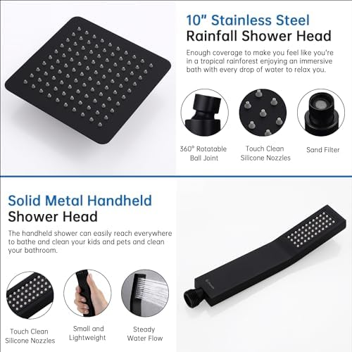 G-Promise All Metal 10 Inch Rainfall Shower Head with Handheld Spray Combo