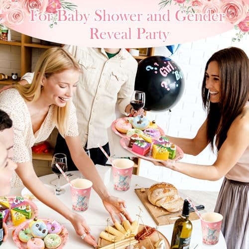 Spakon 200 Pcs Baby Shower Paper Plates Cups Napkins Set