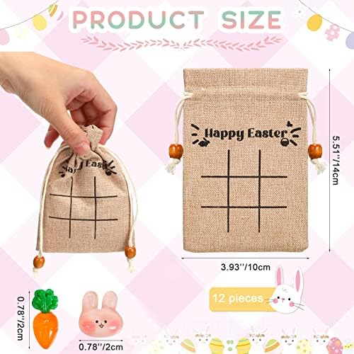120 Pcs Easter Tic Tac Toe Game Set with Drawstring Bags