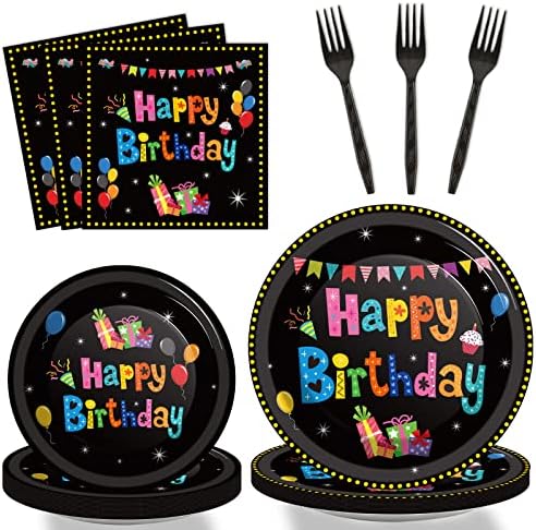 Tevxj 96PCS Birthday Plates and Napkins Set