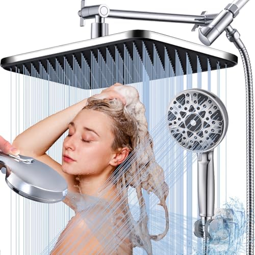 High Pressure Shower Head with 7 Spray Modes and 14 Inch Rainfall