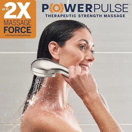 Waterpik High Pressure Massage Shower Head 6-Mode Brushed Nickel XAL-649ME