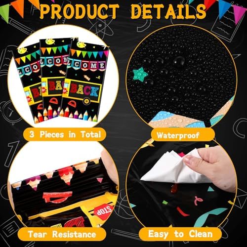 3 Pcs School Theme Party Tablecloth for Back to School