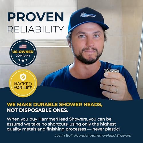 HammerHead Showers All Metal 3-Spray Handheld Shower Head Matte Black