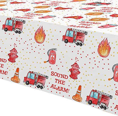 Fire Truck Birthday Table Cover - 2 Pack 54x108 Inches