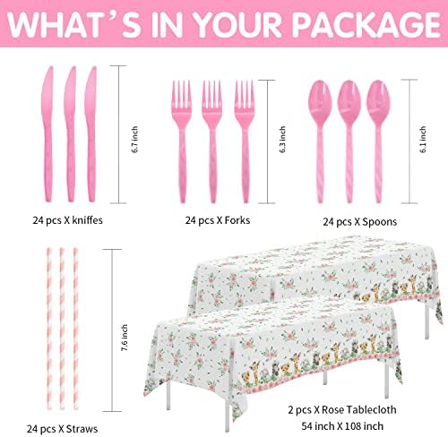 Safari Birthday Decorations Tableware Set for 24 Guests