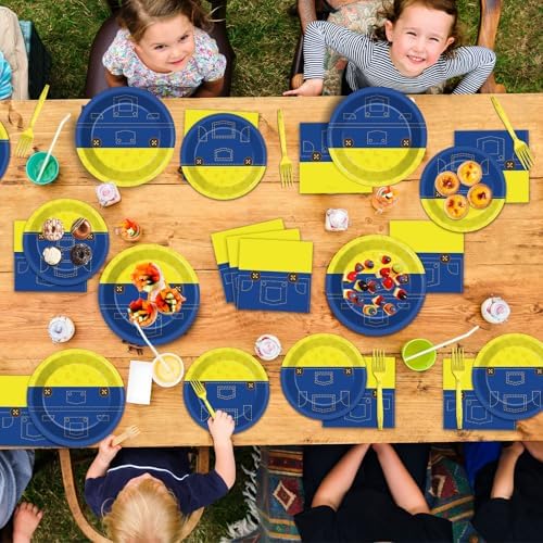 200Pcs Yellow Cartoon Party Plates Napkins Set for 50 Guests