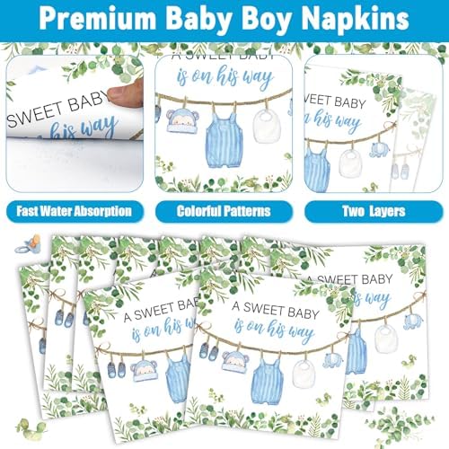 96Pcs Greenery Baby Shower Plates Napkins Party Set