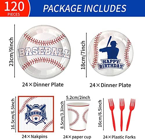 120pcs Baseball Themed Party Tableware Set