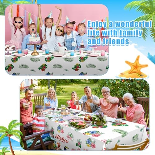 3 Pack Hawaiian Luau Tablecloths for Summer Parties